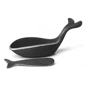 Dansk Black Moby Condiment Bowl with Spreader NIB